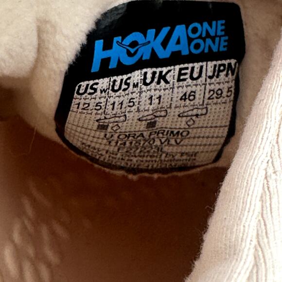 Hoka One One Ora Primo Men's 11.5 Recovery Slip On Vanilla White Shoes NEW - Picture 7 of 7